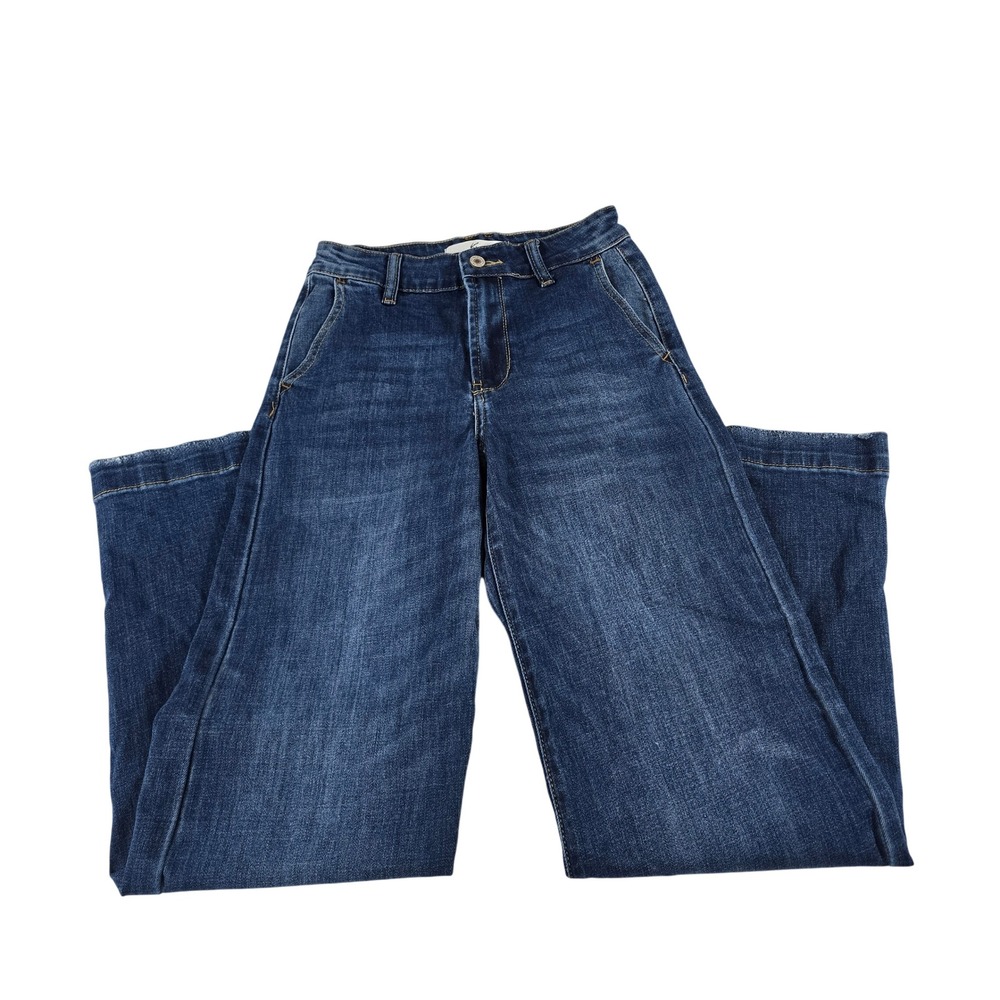 KanCan Los Angeles Wide Leg Raw Hem Dark Wash Jeans KC7127M Size 24